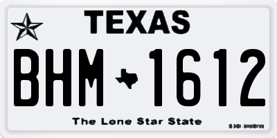 TX license plate BHM1612