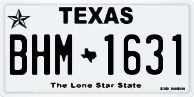 TX license plate BHM1631