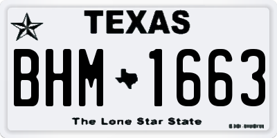 TX license plate BHM1663