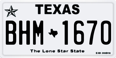 TX license plate BHM1670