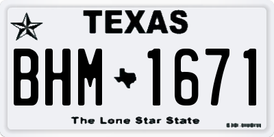 TX license plate BHM1671