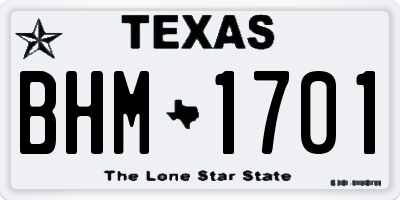 TX license plate BHM1701