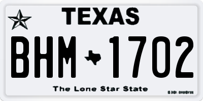 TX license plate BHM1702