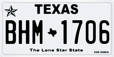 TX license plate BHM1706