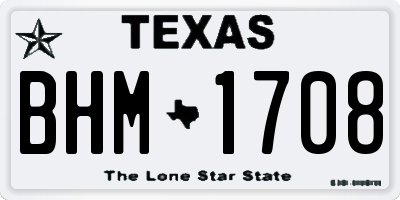 TX license plate BHM1708