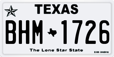 TX license plate BHM1726