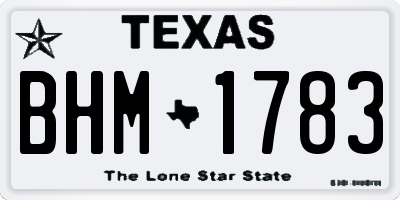 TX license plate BHM1783
