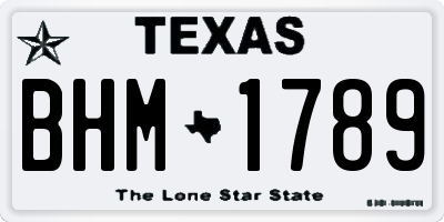 TX license plate BHM1789