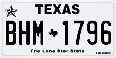 TX license plate BHM1796