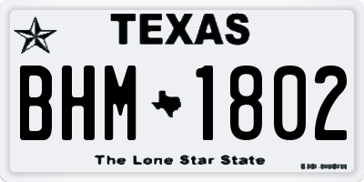 TX license plate BHM1802