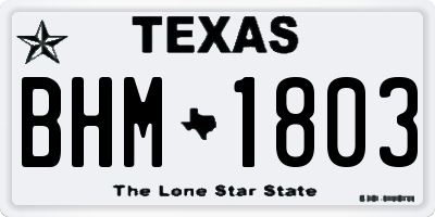TX license plate BHM1803