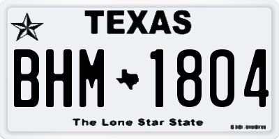 TX license plate BHM1804