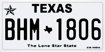 TX license plate BHM1806