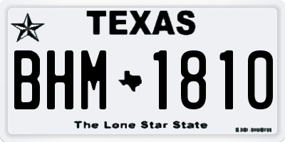 TX license plate BHM1810
