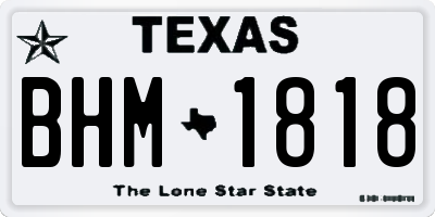TX license plate BHM1818
