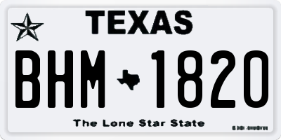 TX license plate BHM1820