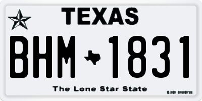 TX license plate BHM1831