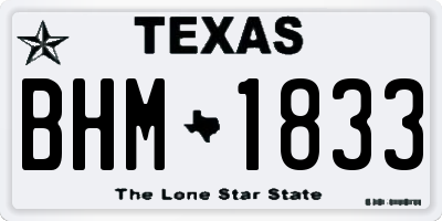 TX license plate BHM1833