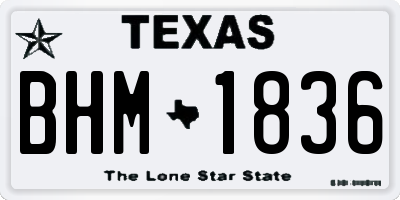 TX license plate BHM1836