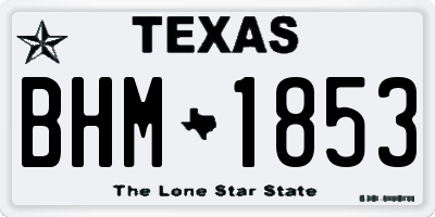 TX license plate BHM1853