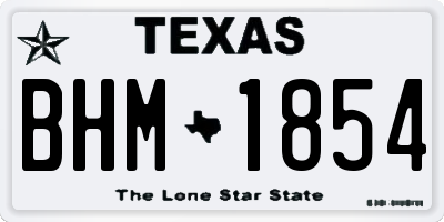 TX license plate BHM1854