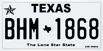 TX license plate BHM1868