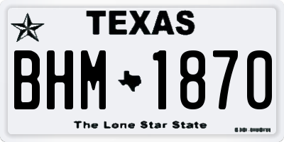 TX license plate BHM1870