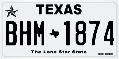 TX license plate BHM1874
