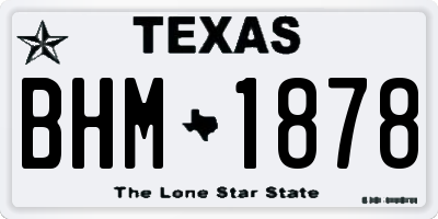 TX license plate BHM1878