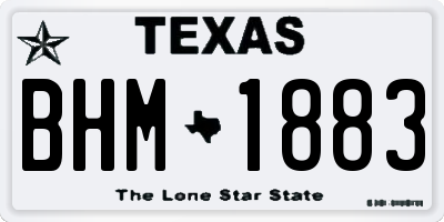 TX license plate BHM1883