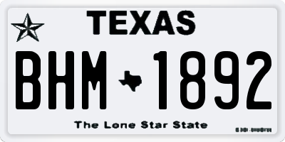 TX license plate BHM1892