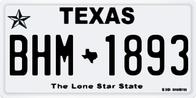 TX license plate BHM1893