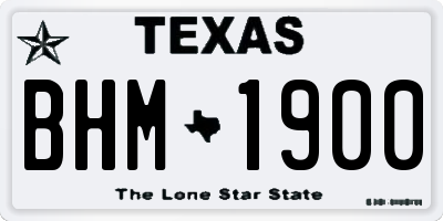 TX license plate BHM1900