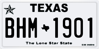 TX license plate BHM1901