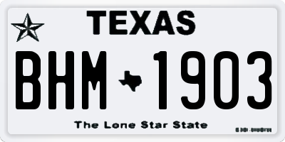 TX license plate BHM1903