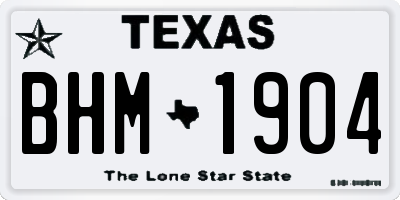 TX license plate BHM1904