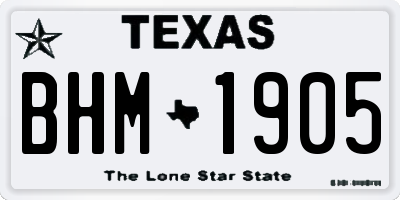 TX license plate BHM1905