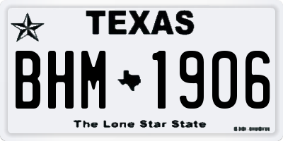 TX license plate BHM1906