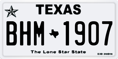 TX license plate BHM1907