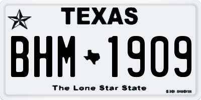 TX license plate BHM1909