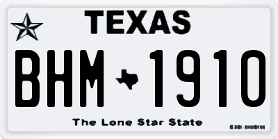 TX license plate BHM1910