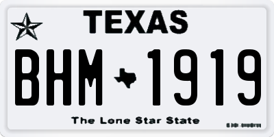 TX license plate BHM1919