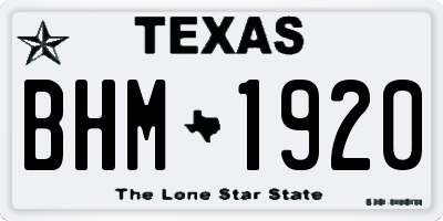 TX license plate BHM1920