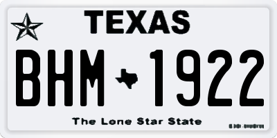 TX license plate BHM1922