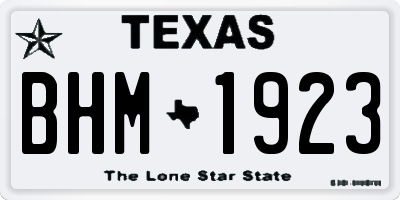 TX license plate BHM1923