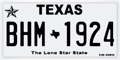 TX license plate BHM1924