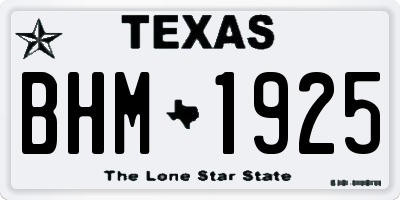 TX license plate BHM1925