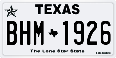 TX license plate BHM1926