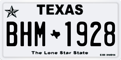 TX license plate BHM1928