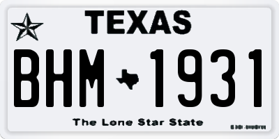 TX license plate BHM1931